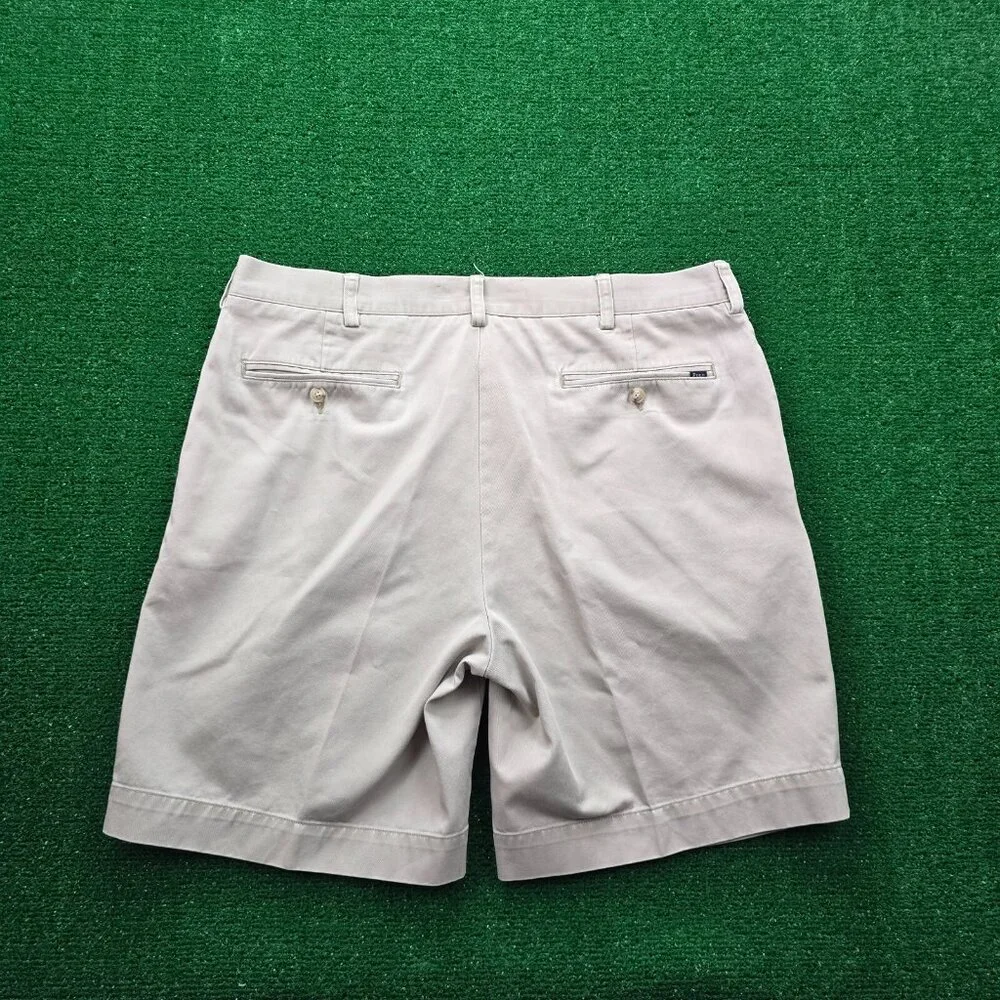 Polo Ralph Lauren Shorts Mens 36 Beige Chino Pleated Classic‎ Fit Golf Preppy